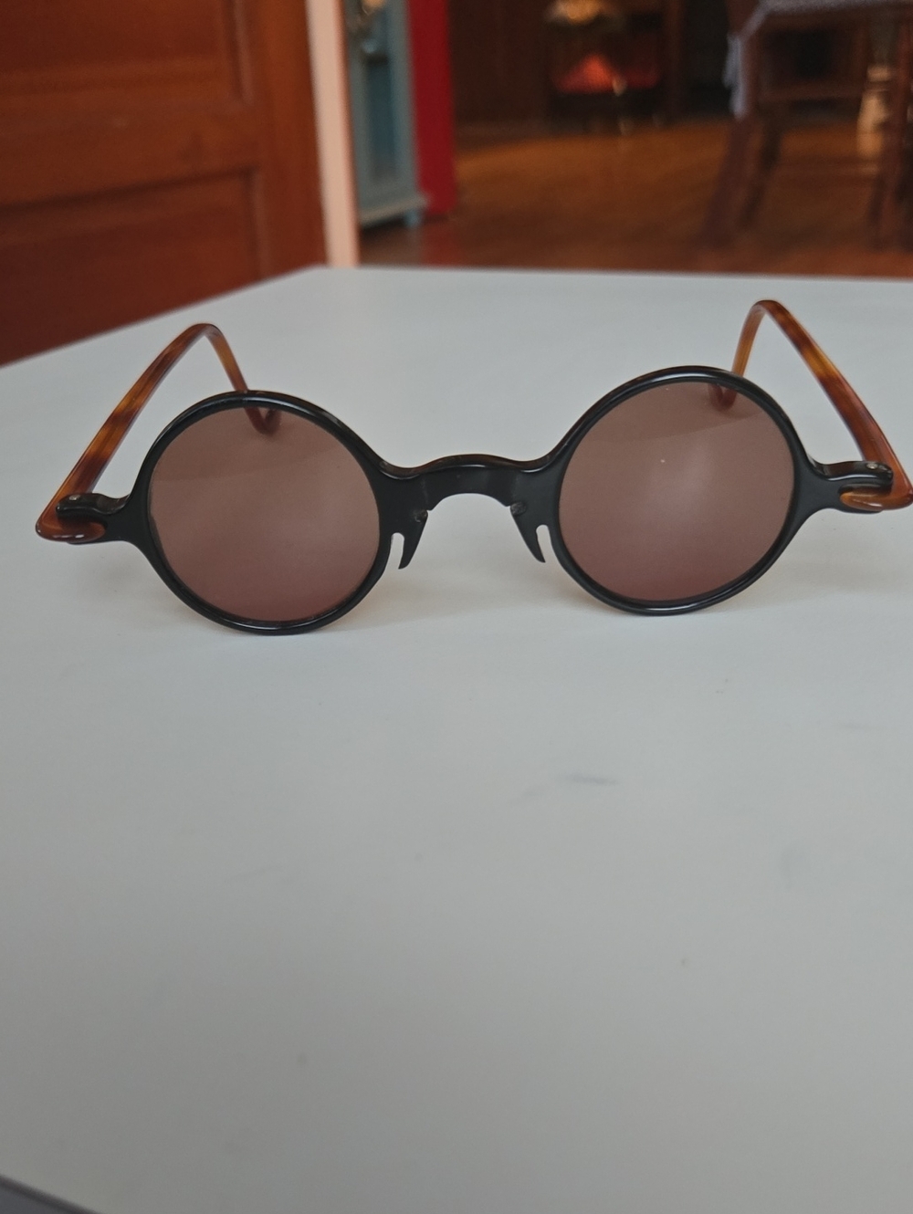 Robert Marc Round Brown Lens Sunglasses with Tortoiseshell Temples